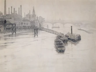 Blick auf die Themse, City Stream Company Jetty, Battersea Power Station